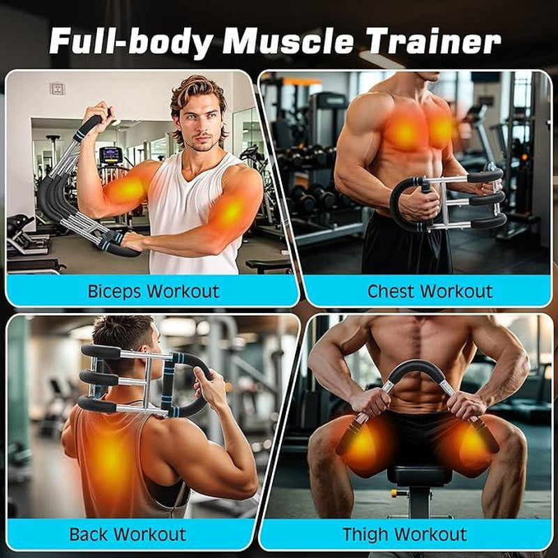 Arm Trainer, 40-110Lb Adjustable Chest Workout Equipment, Arm Trainer, Arm Strength Trainer, Portable Power Twister Bar,Portable Spring Resistance for Home Workout Equipment Weight Lifting Straps