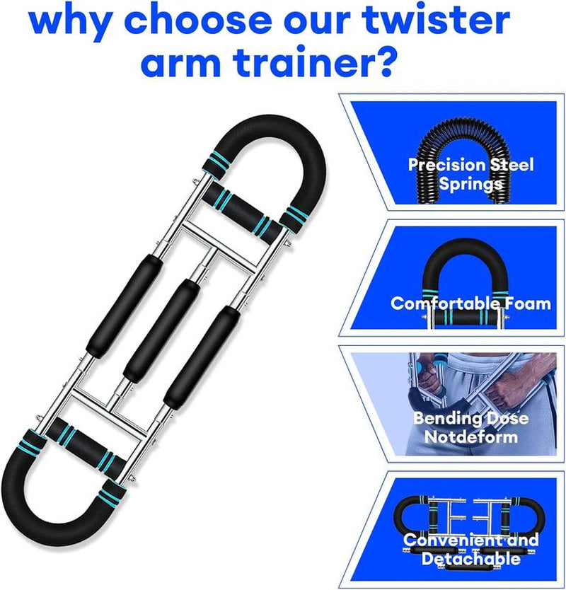 Arm Trainer, 40-110Lb Adjustable Chest Workout Equipment, Arm Trainer, Arm Strength Trainer, Portable Power Twister Bar,Portable Spring Resistance for Home Workout Equipment Weight Lifting Straps