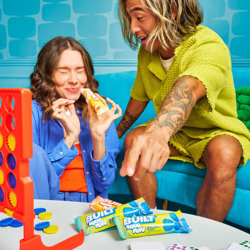 BUILT Sour Puff Variety Box, Blue Razz Blast Puff , Green Apple Crush Puff, Sweet Peach Punch Puff