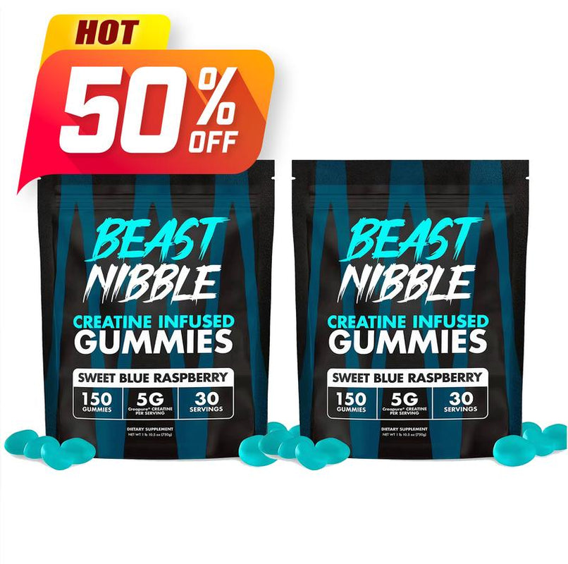 Beast Bites 5G PURE CREATINE GUMMIES 2.Bagmusclegrowth & Strength Booster Sugarfree Pre/Post Workout Supplement Withblueraspberryflavor Fast Absorption for Cym &Fitness 150Servings Healthcare